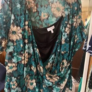 Fashion Bug Green Wrap Blouse with Flowing Silhouette